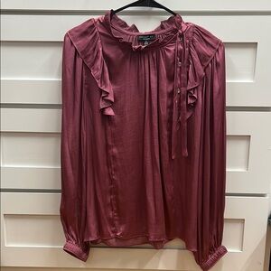 Women's Ruffled Burgundy Blouse
